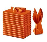 VACVELT 12 Pack Burnt Orange Satin Napkins 17x17 Inch for Wedding, Elegant Dinner, Square Table Decor, Restaurant, Banquet, Graduation Party - Scalloped Silky Cloth