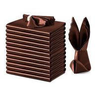 VACVELT 12 Pack Chocolate Brown Scalloped Satin Napkins 17x17 Inch Wedding | Scalloped Floral Edges With Silky Smooth Finish, Seamless Design, Machine Washable Wrinkle And Fade Resistant