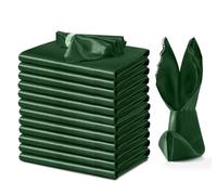 VACVELT 12 Pack Forest Green Scalloped Satin Napkins 12x12 Inch Wedding | Scalloped Floral Edges With Silky Smooth Finish, Seamless Design, Machine Washable Wrinkle And Fade Resistant