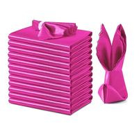 VACVELT 12 Pack Hot Pink Satin Napkins 20x20 Inch for Wedding, Elegant Dinner, Square Table Decor, Restaurant, Banquet, Graduation Party - Scalloped Silky Cloth