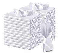 VACVELT 24 Pack White Satin Napkins, 17x17 Inch Scalloped Elegant Dinner Napkins for Wedding, Restaurant, Banquet, Graduation Party
