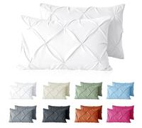 VACVELT 2pc White Pintuck Pillow Shams Standard, Envelope Closure