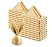 VACVELT 50 Pack Gold Satin Napkins 17x17 Inch Wedding Dinner