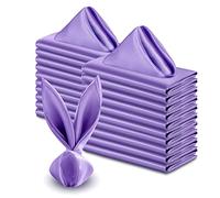 VACVELT 50 Pack Light Purple Satin Napkins 17x17 Inch Wedding Napkins Bulk, Decorative Elegant Dinner Napkins Square Table Napkins Decor, Silky Satin Cloth Napkins for Banquet Graduation Party