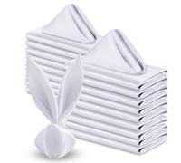 VACVELT 50 Pack White Satin Napkins 17x17 Inch Wedding Napkins Bulk, Decorative Elegant Dinner Napkins Square Table Napkins Decor, Silky Satin Cloth Napkins for Restaurant Banquet Graduation Party