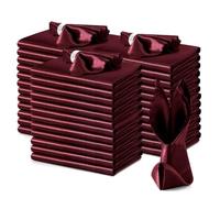 VACVELT Burgundy Satin Napkins, 100 Pack, 17x17 Inch, Square, Wedding Napkins, Satin Fabric, Luxury, Reusable, Machine Washable
