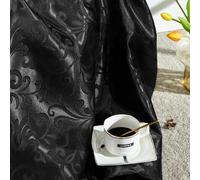 VACVELT Damask Jacquard Satin Fabric by The Yard, 60 Inch Wide Black Satin Fabric Shiny Cloth Fabric, Silky Brocade Fabric for Bridal Dress, Wedding Decorations, Crafts, Sewing, Draping (5 Yards)