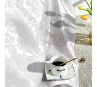 VACVELT Damask Jacquard Satin Fabric by The Yard, 60 Inch Wide White Satin Fabric Shiny Cloth Fabric, Silky Brocade Fabric for Bridal Dress, Wedding Decorations, Crafts, Sewing, Draping (1 Yard)