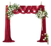 VACVELT Wedding Arch Draping Fabric - Burgundy Chiffon, 2 Panels Sheer Drapes, 30 Inch x 20ft Backdrop Curtain for Outdoor Wedding Ceremony Decor