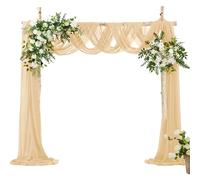 VACVELT Wedding Arch Draping Fabric Champagne Chiffon, 2 Panels Sheer Drapes 30 Inch x 20ft Chiffon Backdrop Curtain Decor, Outdoor Sheer Drapery for Ceremony Party Ceiling