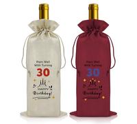 Vadaka 2Pcs 30th Birthday Drawstring Wine Bottle Bag Funny 30th Birthday Gift idea for Women Men 30 Years Old Gift Wine Bags for Daughter Niece Sister Friends Present for 30 Years Old