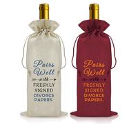 Vadaka 2Pcs Divorce Party Wine Bottle Bag for Women Men New Beginning Gift for Women Break Up Present for Friends Divorce Party Decors Divorced Gift for Her Him Inspirational Present for Sister