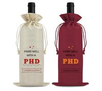 Vadaka 2PCS PhD Graduation Gifts Wine Bag Doctorate Graduation Gift for Her Him Happy Graduations Gift Congratulations PhD Graduations Gifts for Doctoral Graduates Son Daughter Wine Bottle Bag