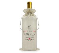 Vadaka 60 Year Anniversary Wine Bottle Bag 60th Wedding Anniversary Present for Her Wine Bags 60th Anniversarys Presents for Mum Grandma Diamond Anniversary's Keepsake for Parents