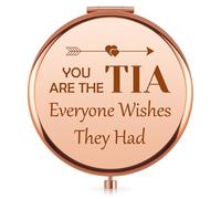Vadaka Auntie Birthday Gifts Tia Gift Compact Mirror Best Auntie Birthday Gift from Niece Aunty Travel Makeup Mirrors Christmas Mothers Day Presents for Aunt Gifts for Aunt Thank You Gift for Women