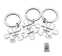 Vadaka Best Friend Keychain Set Long Distance Relationship Gift No Matter Where What When Puzzle Keyring Set of 3 Friendship Gifts for Couple Sister Teens Graduation Birthday Gift