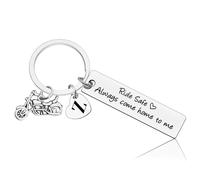 Vadaka Biker Keyring Initial Letter Keyring Letter A-Z Keyring Ride Safe Gift Valentine's Day Couple Gift for Biker Him