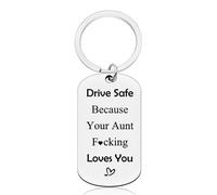 Vadaka Driver Safe Keyring for Nephew from Aunt New Driver Gift Keyring for Teens Boys Girls Sweet 16 18 Birthday Gift for Niece Nephew from Auntie Graduation Christmas Birthday Gift