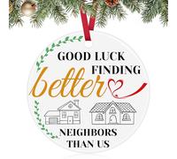 Vadaka House Warming for New Neighbor Christmas Ornament Neighbor Moving Away Gifts Ceramic Ornament Farewell Goodbye Leaving Going Away Gift for Best Neighbor Appreciation Christmas Tree Ornaments