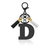 Vadaka Initial Letter Keychain Gifts for Women, A-Z Alphabet Initial Letter Key Chains with Cute Tassel Pendants Stainless Steel Letter Initials Charms for Purse Handbags Car Key Backpack Keyring(D)