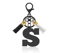 Vadaka Initial Letter Keychain Gifts for Women, A-Z Alphabet Initial Letter Key Chains with Cute Tassel Pendants Stainless Steel Letter Initials Charms for Purse Handbags Car Key Backpack Keyring(S)