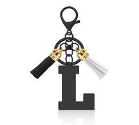 Vadaka Initial Letter Keychain Gifts for Women, A-Z Alphabet Initial Letter Key Chains with Cute Tassel Pendants Stainless Steel Letter Initials Charms for Purse Handbags Car Key Backpack Keyring(L)