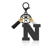 Vadaka Initial Letter Keychain Gifts for Women, A-Z Alphabet Initial Letter Key Chains with Cute Tassel Pendants Stainless Steel Letter Initials Charms for Purse Handbags Car Key Backpack Keyring(N)