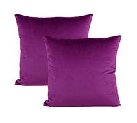 VADAKO Magenta Dark Purple Throw Pillow Covers Decorative Velvet Soft Solid Square Cushion Cases Home Decor for Couch Sofa Bedroom Office Set of 2, 18x18 Inch 45x45cm