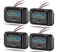Vadaxx 4PCS 12V RV USB Outlet with Power Switch, 54W Dual PD3.0 Type-C & Quick Charge QC3.0 USB-A Port Panel Wall Mount Cap, Car USB Socket Charger Adapter for RV Marine Boat Bus ATV Motorcycle Truck