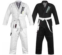 VADER Brazilian Jiu Jitsu Suits for Mens BJJ Gi Kids/Adult BJJ Suit Kimono Uniform 100% Cotton 550Gsm Preshrunk Lightweight Fabric Ju-Jitsu Suit (White, Adullt A5)