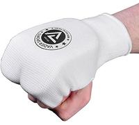 VADER Elasticated Karate Mitts Hand Pads Martial Arts Training Mitts Slip-On MMA Kickboxing Sparring Punching Karate Gloves Gel Padded Hand Protections White (M)