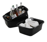 Vadidiya 16 Litre Black Washing Up Bowl, Rectangular Plastic Kitchen Sink Basin Dish Pan, 3 Packs
