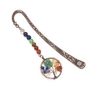 VadiForest - Classic Reiki Metal Bookmark with 7 Chakra Crystal Gemstone Life Tree Bookmark Gift Book Marker