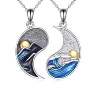 Vadmans BFF Sterling Silver Heart Necklace Heartbreak Moonstone Pendant for Best Friend Sister Jewelry Friendship Gifts for Women Mother Daughter, Normal, Sterling Silver, No Gemstone