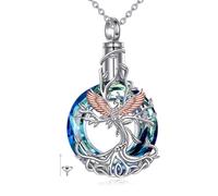 Vadmans Phoenix Urn Necklace for Ashes Sterling Silver Tree of Life Phoenix Pendant Phoenix Crystal Urn Jewelry Gifts for Women