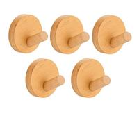 VADO VLTRA 5Pcs Self Adhesive Towel Hooks, Round Wooden Hook Strong Stick on Wall No More Nails, Adhesive Towel Hook for Home, Bathrooms, Tea Towels, Kitchen