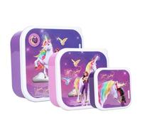 Vadobag Unicorn Academy Fresh Bites Snack Box (3 Pieces) - Set of 3 Interlocking Lunch Boxes - Lunch Box for Snacks, School, Nursery, Sports