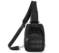 VADOO Tactical Sling Backpack, Unisex Crossbody Bag with Lock Zipper, RFID Blocking & Water Repellent Shouler Bag for Hiking Outdoor Travel (Black)