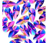 VADQZA 100PCS 18x9mm Large AB Colorful Rhinestones Jewels Gems for Crafts, Big Water Drop Flatback Gemstone Rhinestone for Crafting Dress Face Art Halloween Party Decorations(Dark Blue AB)