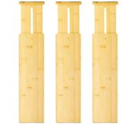 VaeFae 3 Pack Bamboo Drawer Dividers, (42.2-55.3 cm) Wooden Adjustable Drawer Organisers for Clothes, Drawers Separators for Bedroom, Bathroom, Kitchen, Office Organization and Storage