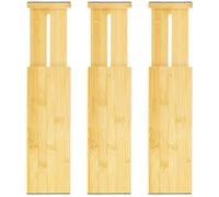 VaeFae 3 Pack Bamboo Drawer Dividers, Adjustable Clothes Drawer Organisers | Expandable Dresser Separators in Bedroom, Bathroom, Kitchen,Drawer, Office, 10.1 cm High, Expandable 30.2-43.5 cm
