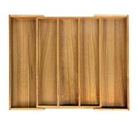 VaeFae Acacia Cutlery Drawer Organiser for Kitchen,Expandable Cutlery Tray with 5 Compartments,Wooden Utensil Holder for Flatware and Cooking Tools