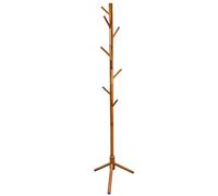 VaeFae Bamboo Coat Stand,3 Adjustable Sizes Wooden Coat Rack, Free Standing Hall Coat Tree with 8 Hooks for Coats, Hats, Bags, Purses, for Entryway, Hallway (Brown)