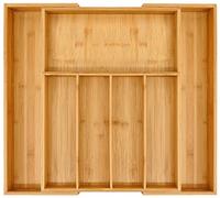 VaeFae Bamboo Cutlery Drawer Organiser, Expandable Cutlery Tray, Wooden Drawer Dividers for Kitchen Utensils and Flatware (5-7 Slots)