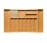 VaeFae Bamboo Extra Large Cutlery Drawer Organiser,Expandable Cutlery Tray for Kitchen,Adjustable Utensil Holder for Silverware