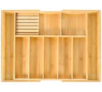 VaeFae Bamboo Extra Large Cutlery Drawer Organiser, Expandable Cutlery Tray with Divider for Kitchen, Adjustable Utensil Holder and Flatware Storage,（45.5-79 x 43 x 6.3cm