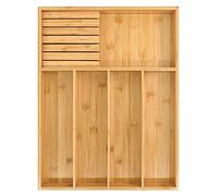 VaeFae Bamboo Silverware Organizer（32x43cm）,Utensil Holder for Drawer, Wooden Cutlery Tray with Divider for Kitchen, Flatware Storage