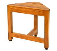 VaeFae Teak Shower Corner Bench, Wooden Bath Seat Stool, Spa Foot Rest Shaving Stool, Corner Shower Stool for Inside Shower, Bathroom