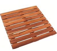 VaeFae Teak Shower Mat, Non-Slip Bath Mat for Bathroom, 50.8 x 50.8 cm