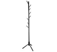 VaeFae Wooden Coat Stand with 8 Hooks, Freestanding Coat Rack, Hall Tree for Entryway, Hallway, Hats, Bags & Jackets (Black)